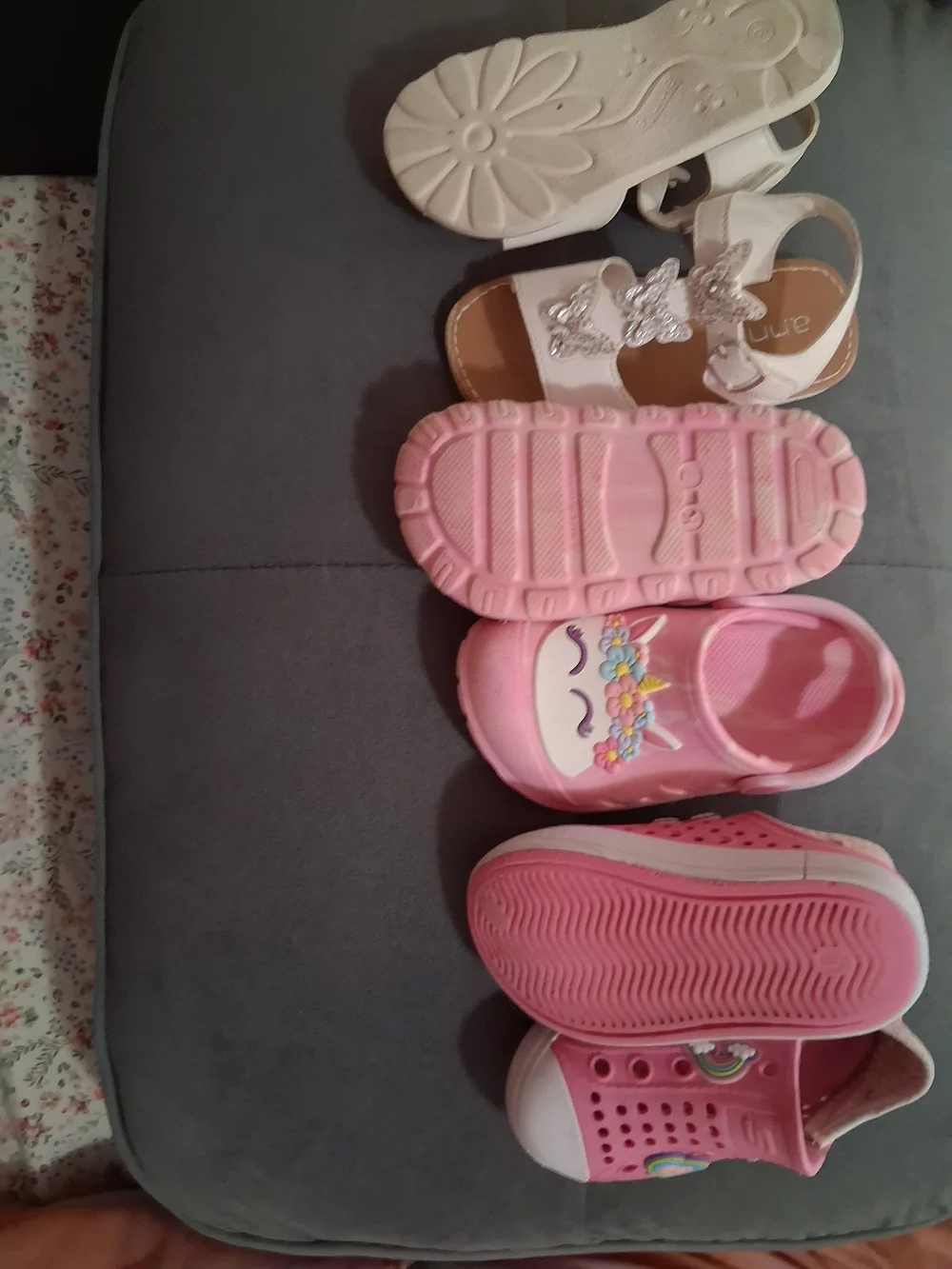 Kids White Sandals and Pink Slip-On Shoes Set
